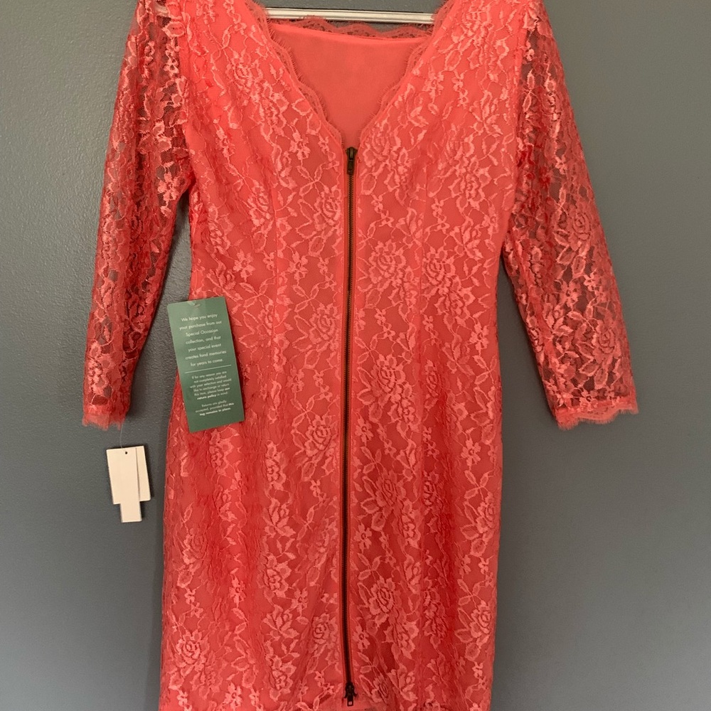 Coral lace dress